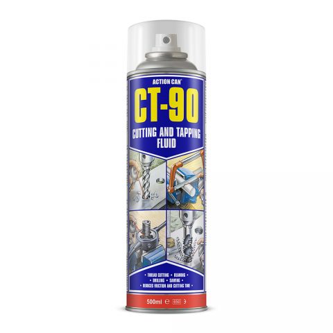 CT90 - Óleo Lubrificante para Corte e Roscagem 500ml | Características principais CT90 - Spray 500ml Lubrificante versátil, multi-metal de corte, roscagem, perfuração e escareamento Reduz a fricção e o tempo de corte Melhora o acabamento superficial Prolonga a vida útil das ferramentas Melhora a qualidade do trabalho, remove o calor e evita a colagem Disponível como spray, espuma, líquido, e composto